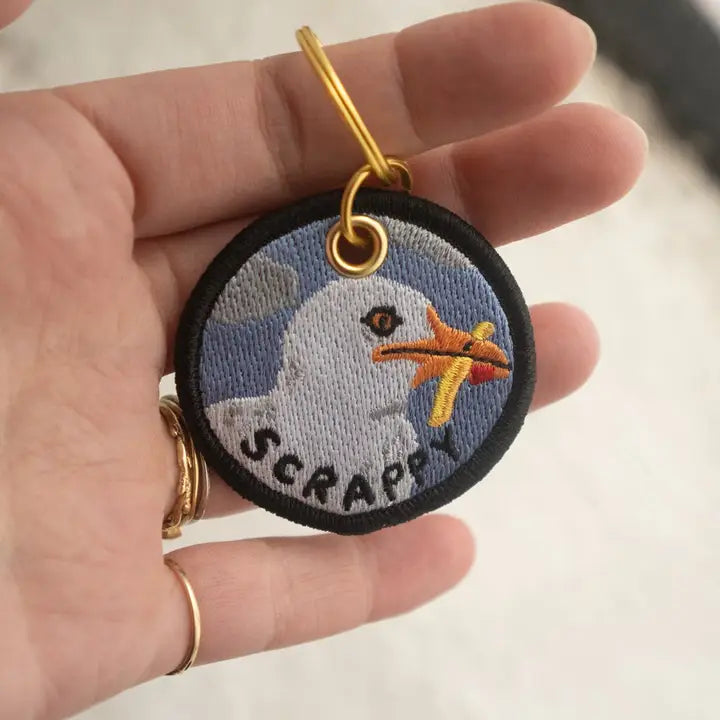 Scrappy Seagull Embroidered Keychain