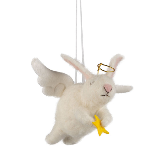 Felt Bunny Angel Wings Flying Ornament