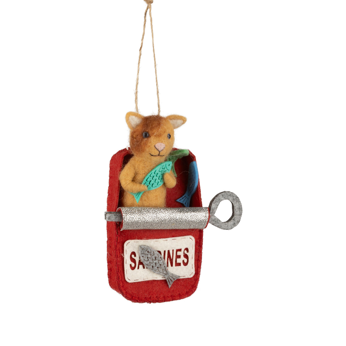 Felt Cat Inside Sardine Can Ornament
