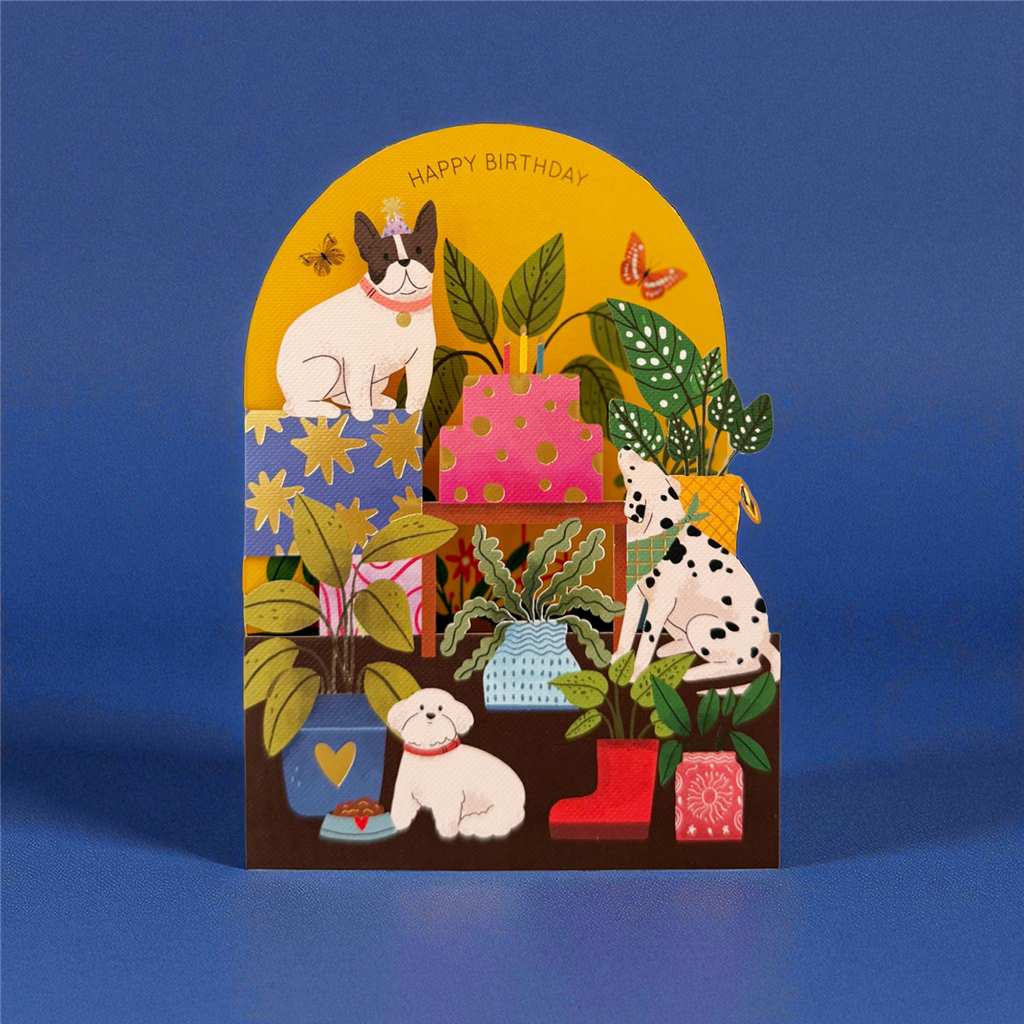 Happy Birthday Dog Party Laser Cut Card