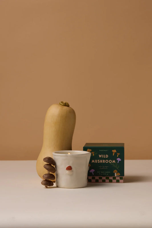 Bistro Imperfect White Ceramic Candle Wild Mushroom