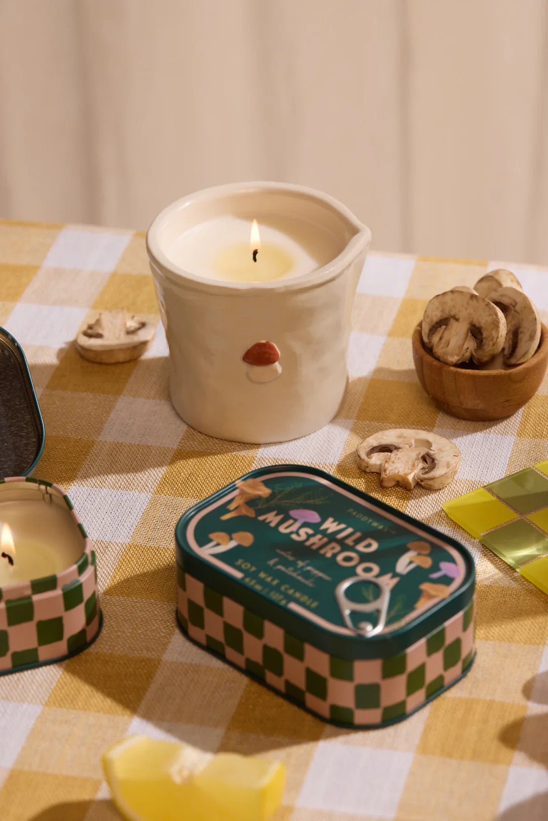 Bistro Imperfect White Ceramic Candle Wild Mushroom