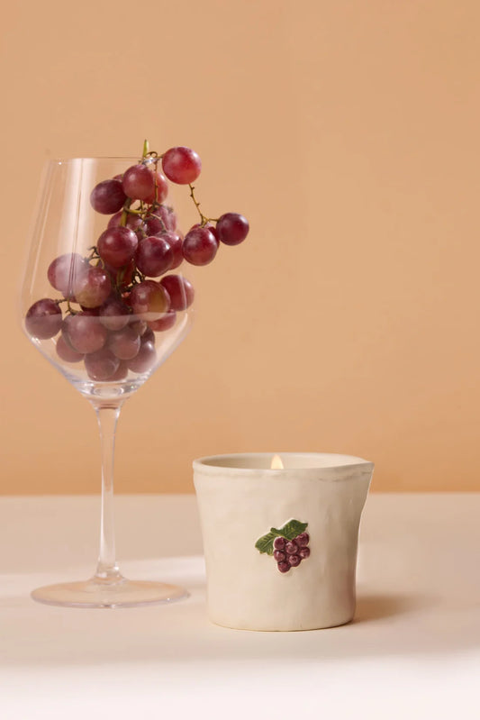 Bistro Imperfect White Ceramic Candle Bordeaux Grape