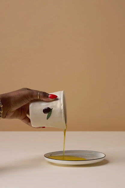 Bistro Imperfect White Ceramic Candle Fig + Olive