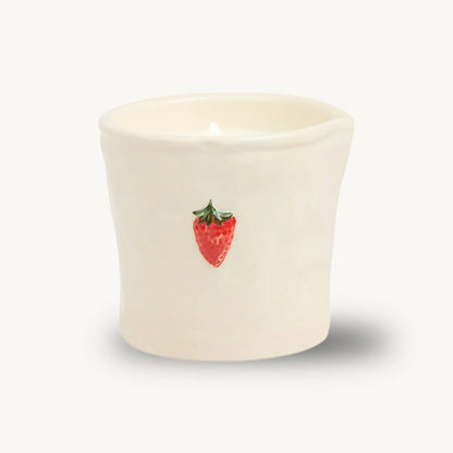 Bistro Imperfect White Ceramic Candle Strawberry 8 oz