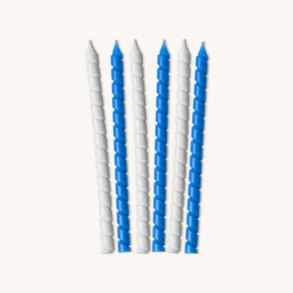 Blue & White Spiral Chanukah Candles