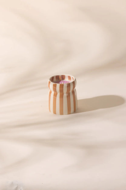 Cabana Rust Striped Ceramic Candle Sienna Sunset