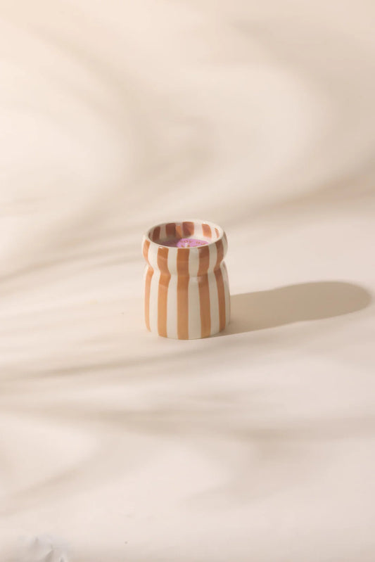 Cabana Rust Striped Ceramic Candle Sienna Sunset
