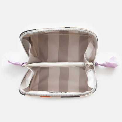 Multi Flower Charcoal Flat Lay Cosmetic Bag