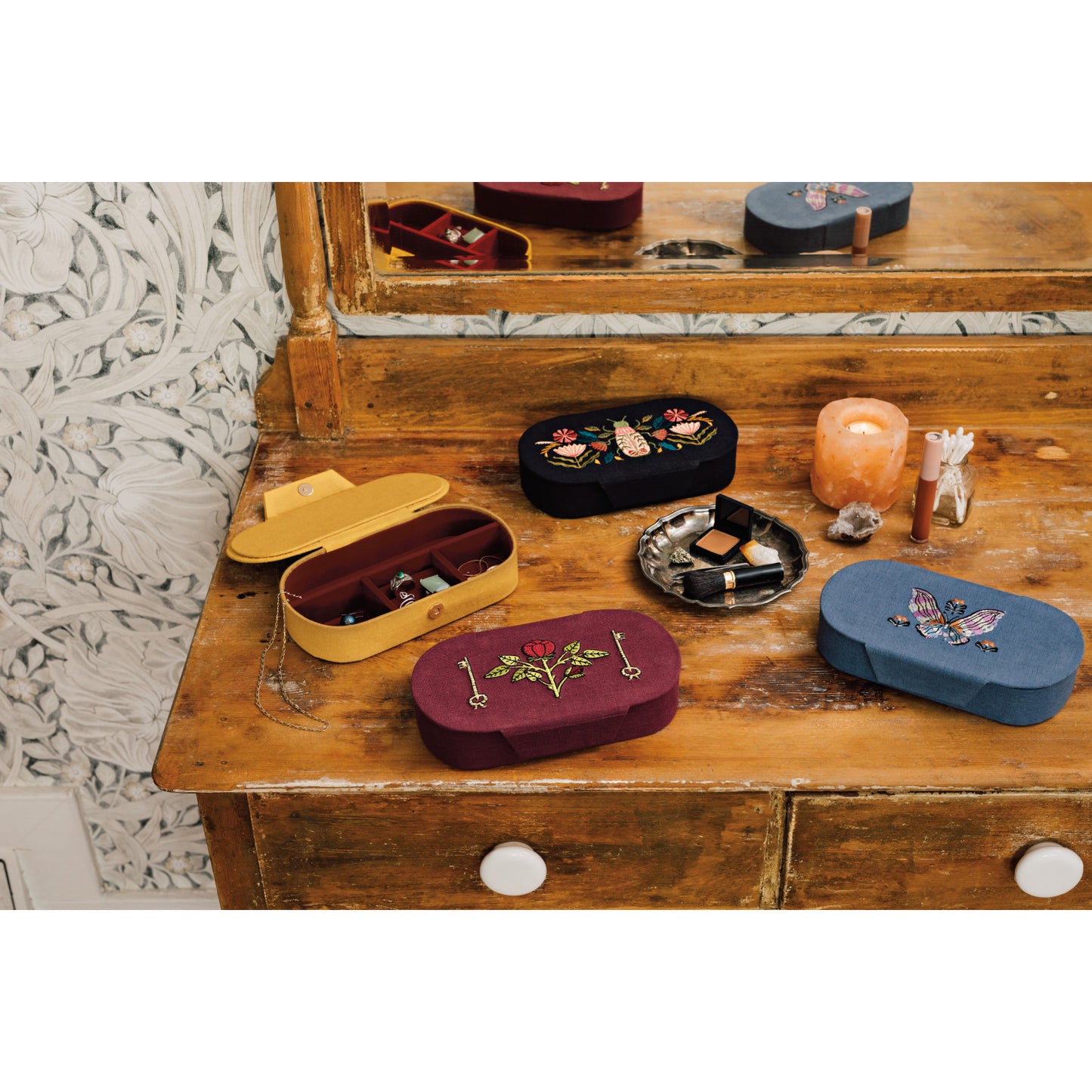 Rose Briar Embroidered Jewelry Box