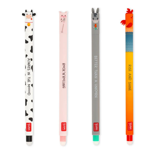 Farm Animal Erasable Gel Pen | Cow, Pig, Donkey or Rooster