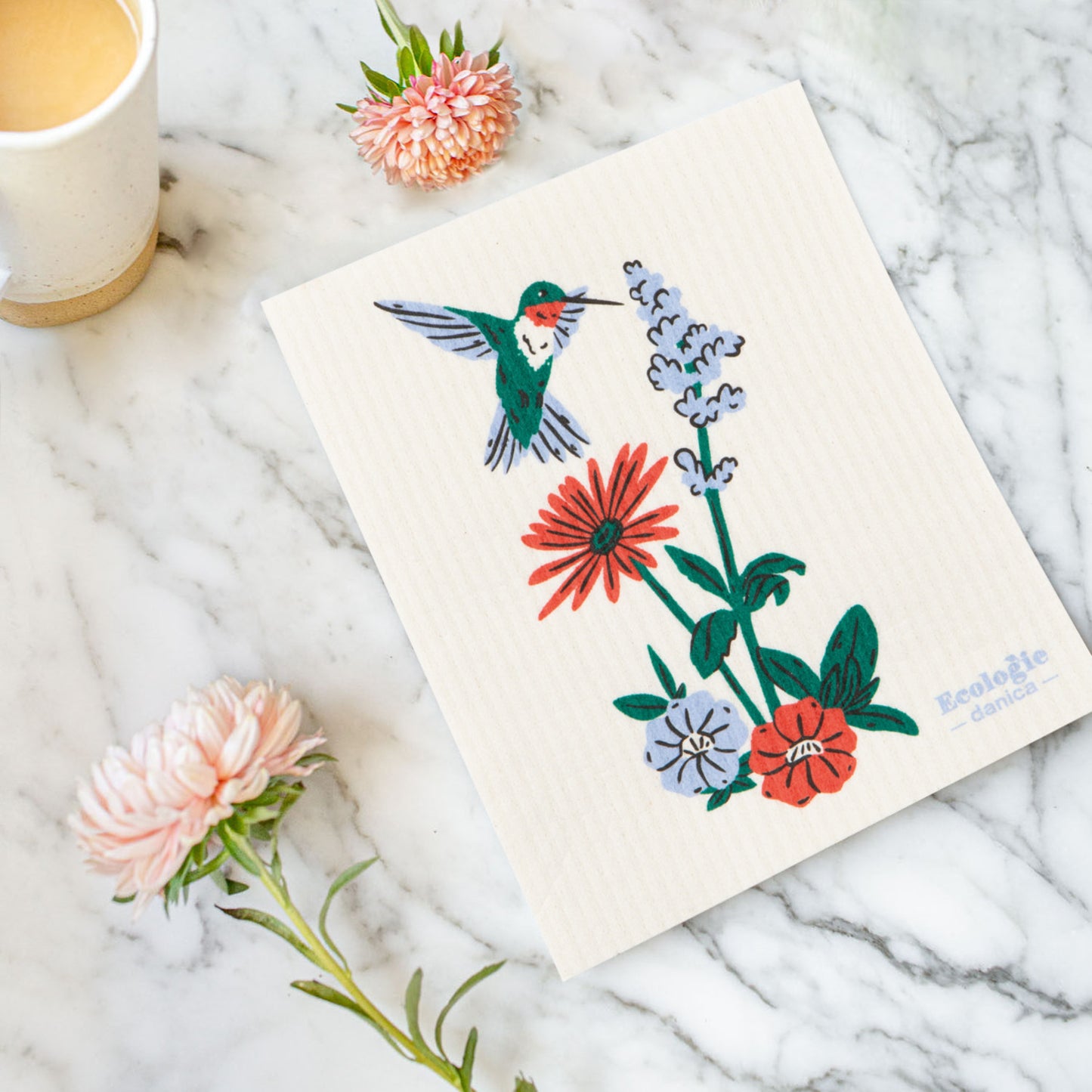 Swedish Dishcloth Hummingbird Floral