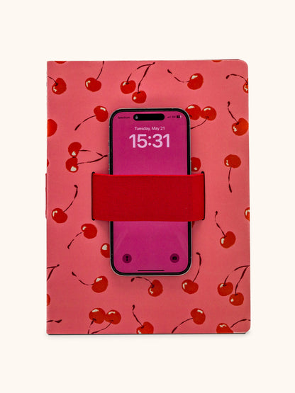 Fresh-Picked Cherries Casey Notebook with Phone Loop