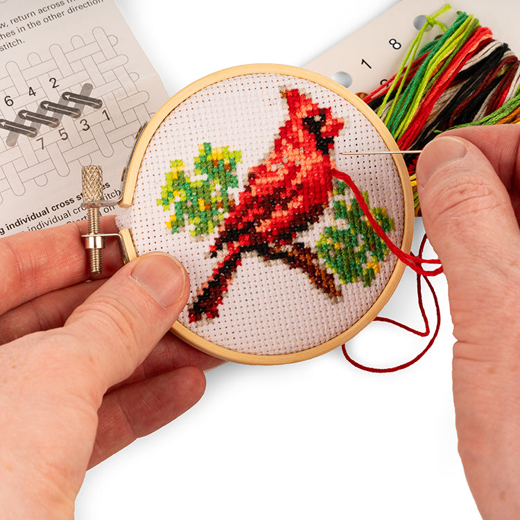 Mini Cross Stitch Embroidery Kit Cardinal