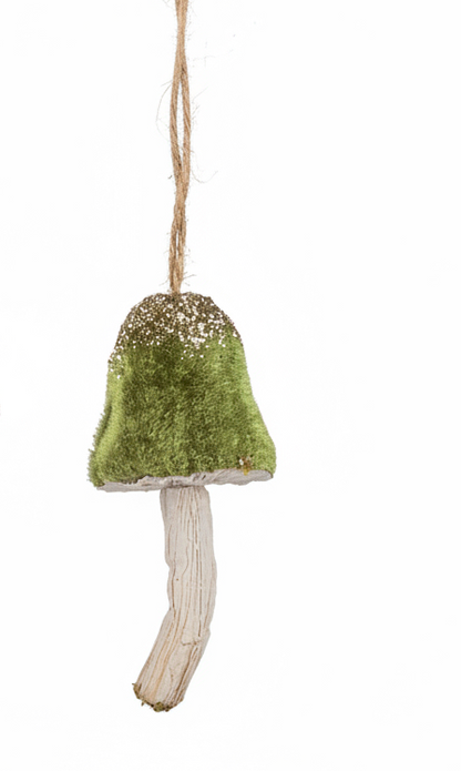 Green Velvet Mushroom Ornament