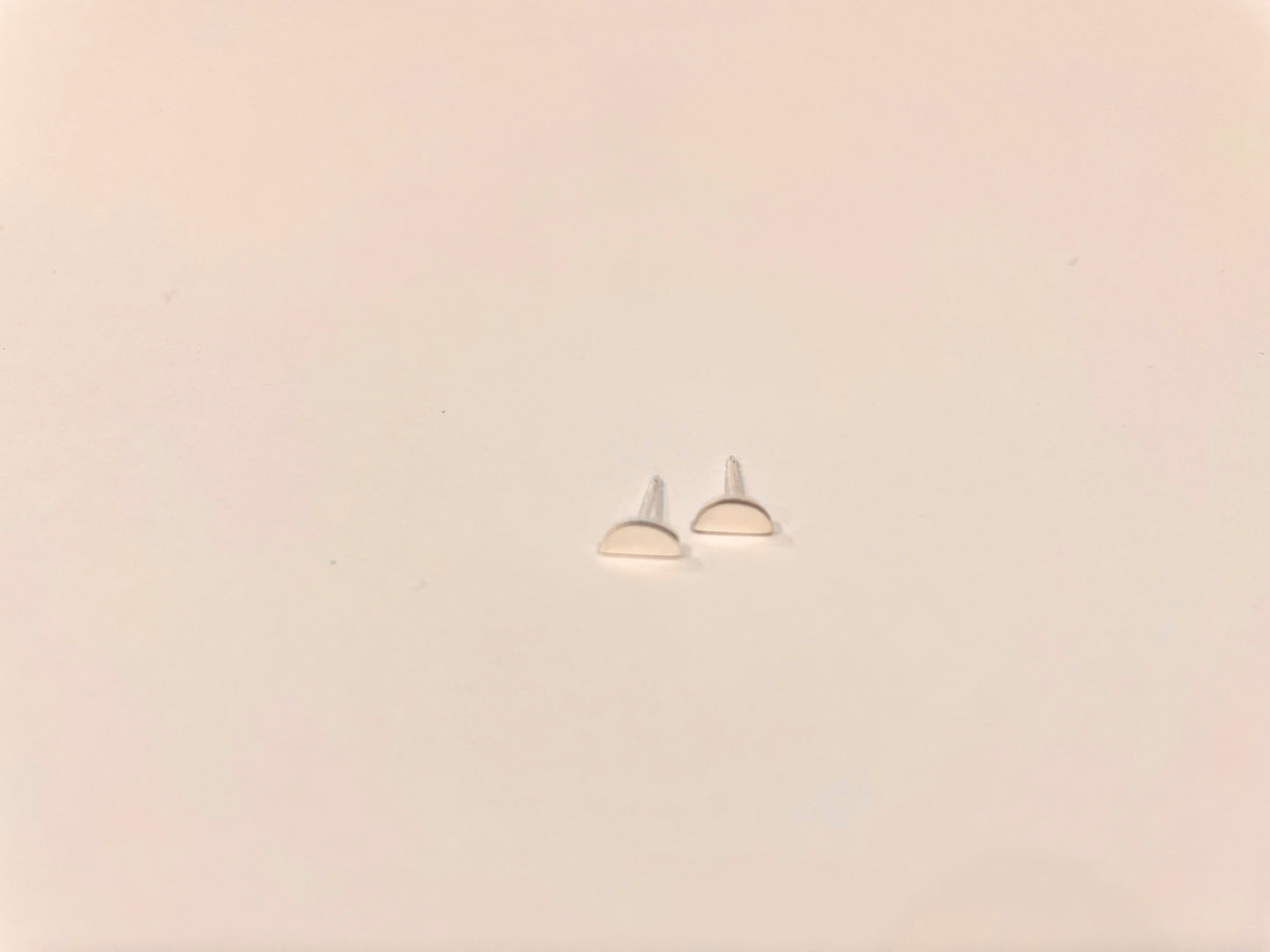 D Shape Stud-Brush Sterling Silver