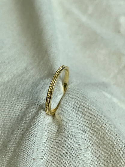 Slim Band With Centre Milgraine Row 14K Gold Ring Vermeil Ring