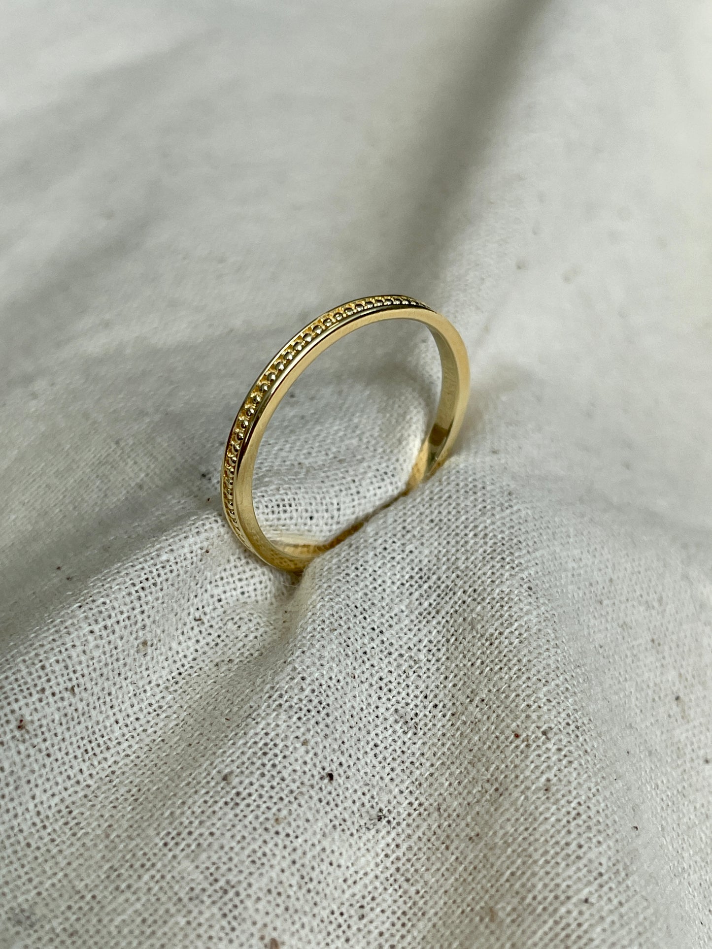 Slim Band With Centre Milgraine Row 14K Gold Ring Vermeil Ring