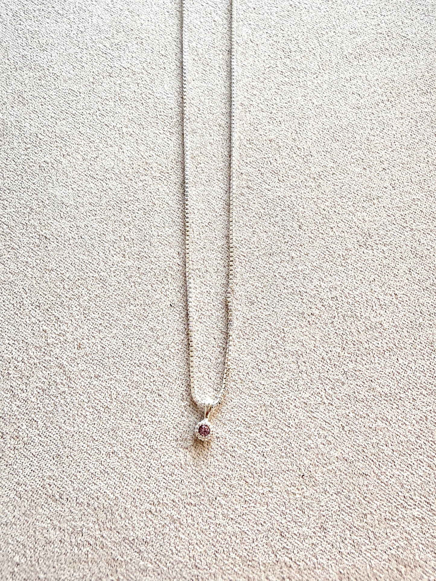 2mm Milgrain Edge Pink Sapphire Sterling Silver Necklace