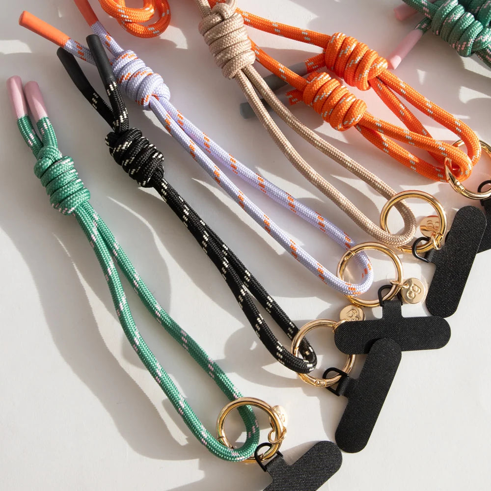 Green And Pink Cord Short Phone Strap