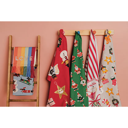Dashing Dachshunds Christmas Dishtowel
