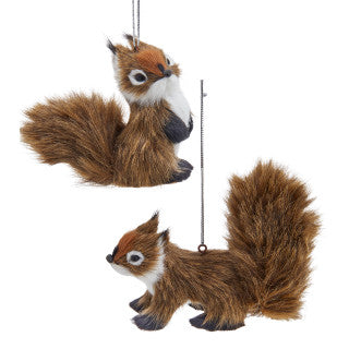 F43 - Furry Brown Squirrel Christmas Ornament