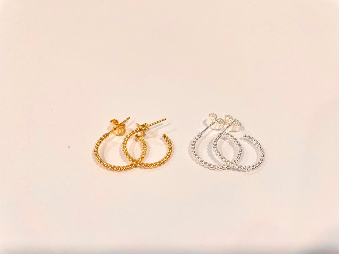 Little Twisted Wire Hoop On Post Earrings