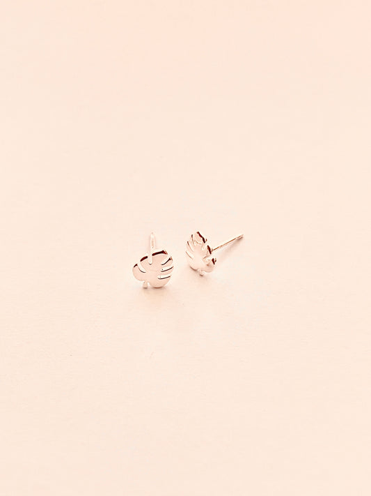 Monstera Leaf Stud Brushed Sterling Silver