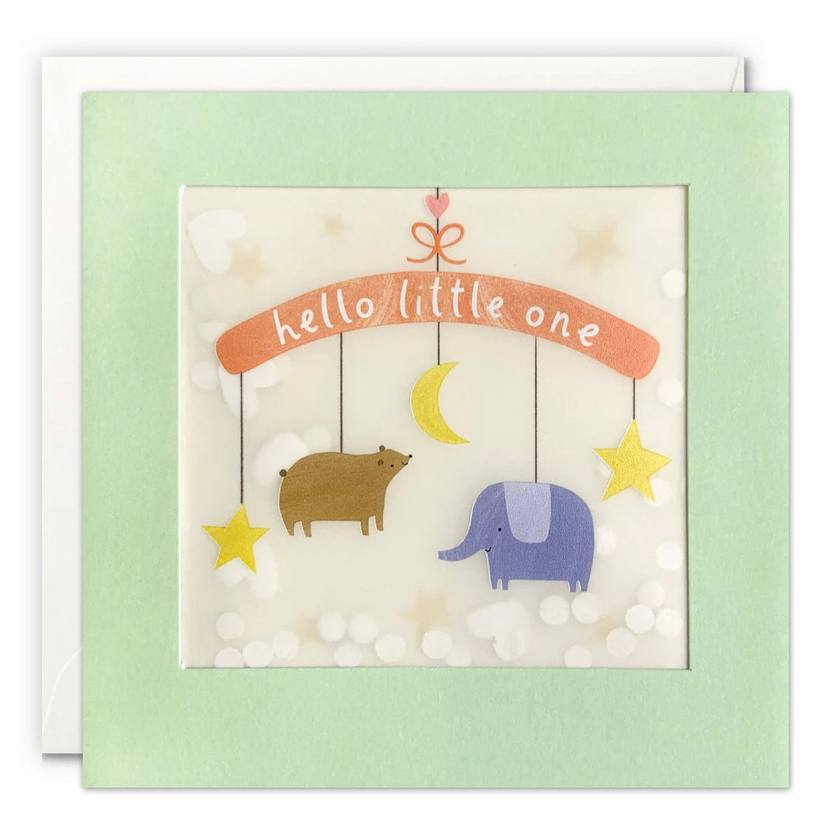 Animal Mobile New Baby Card with Paper Confetti