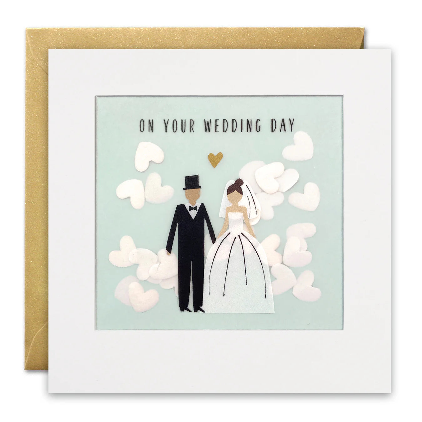 Bride and Groom Wedding Card with Paper Confetti