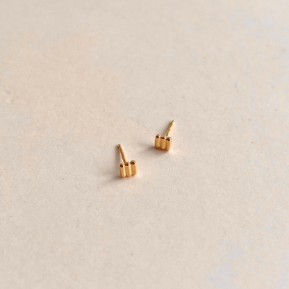 Ridged Square Stud Earrings