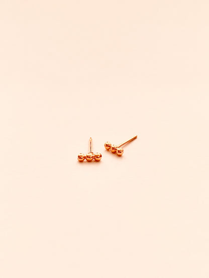 Row of 3 Tiny Balls Stud Earrings