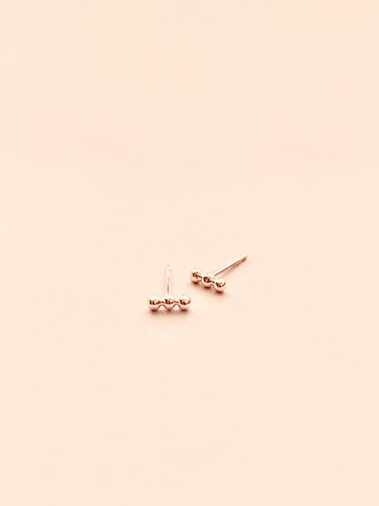 Row of 3 Tiny Balls Stud Earrings