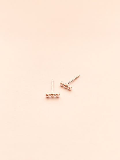 Row of 3 Tiny Balls Stud Earrings