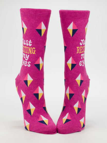 Women's Crew Socks Resting My Eyes