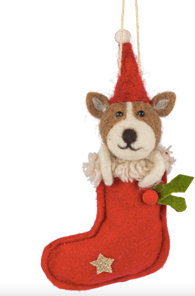 F71 - Felt Dog And Cat In Stocking Ornament