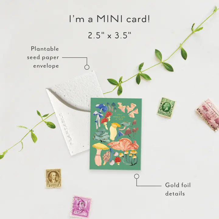 Shrooms Sprout Mini Greeting Card