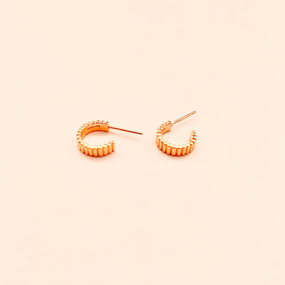 Tiny Ribbed Hook On Post Earrings