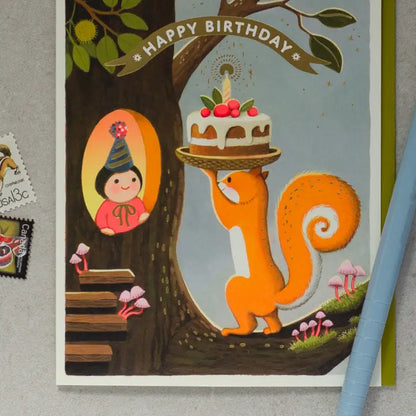 Squirrel's Cake Birthday Greeting Card