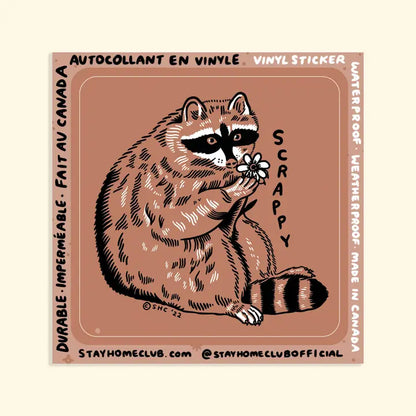 S106  Scrappy Raccoon Vinyl Sticker