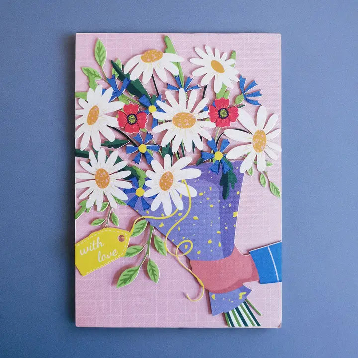 Bouquet Of White Daisies Laser Cut Card