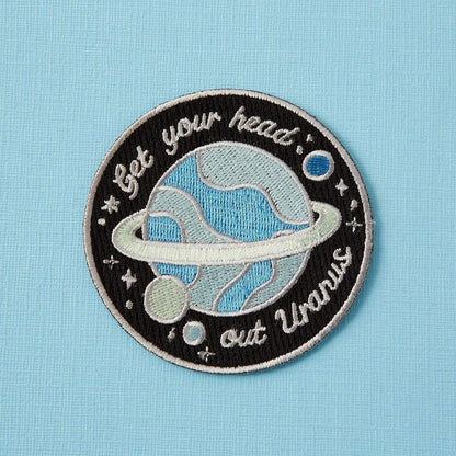 #74 Get Your Head Out Uranus Embroidered Iron On Patch