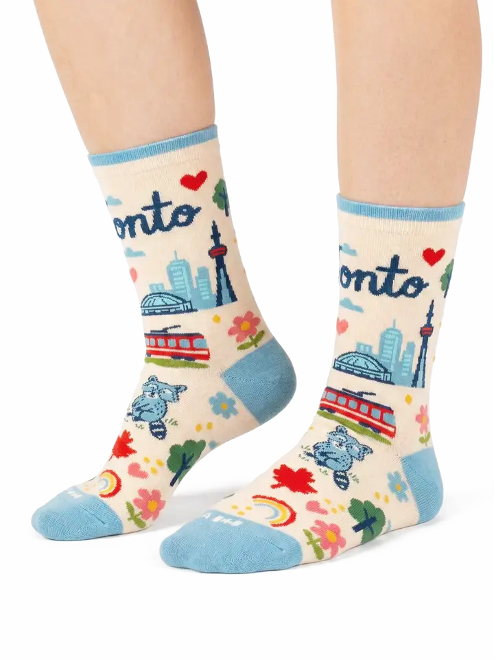Toronto City Crew Socks, Playful Skyline Graphic Everyday Socks