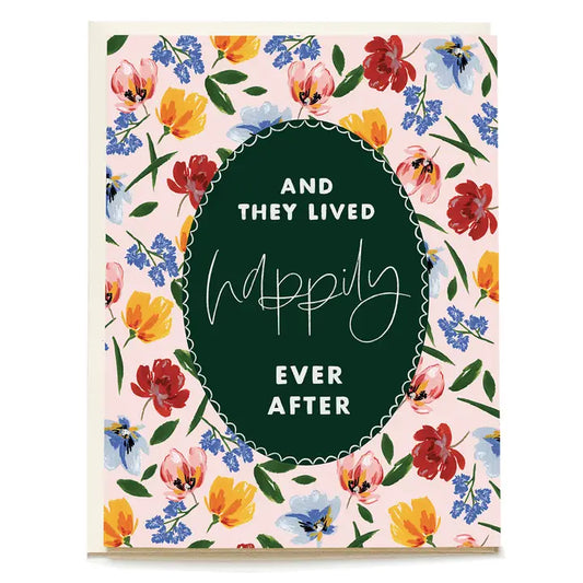 Bold Floral Storybook Ending Wedding Greeting Card