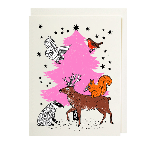 Christmas Tree Animals Card