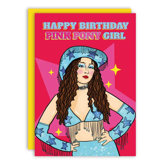 Happy Birthday Pink Pony Girl Greeting Card