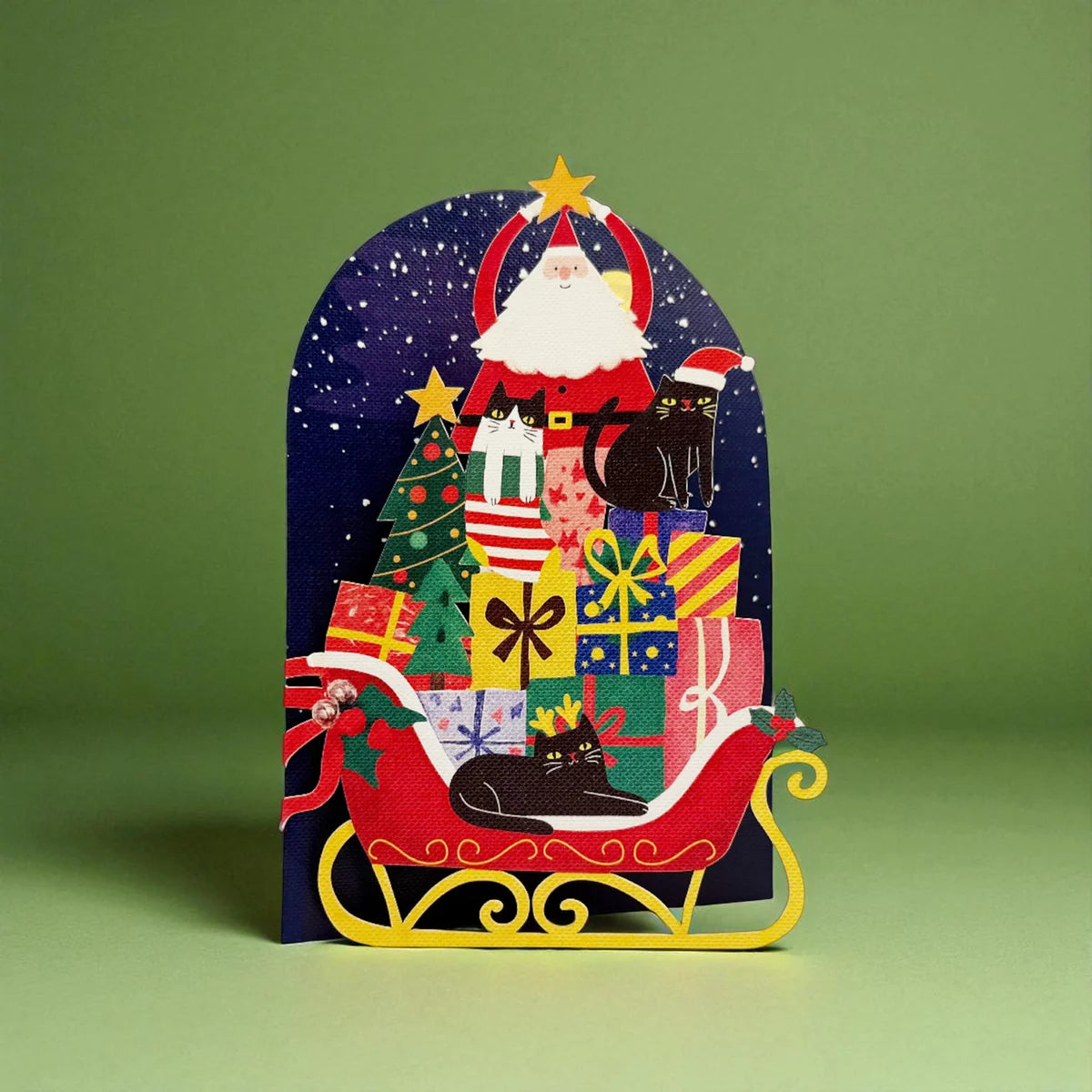 Santa's Midnight Sleigh 3D Pop Up Christmas Card