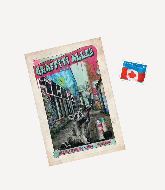 Graffiti Alley Toronto Postcard with Raccoon