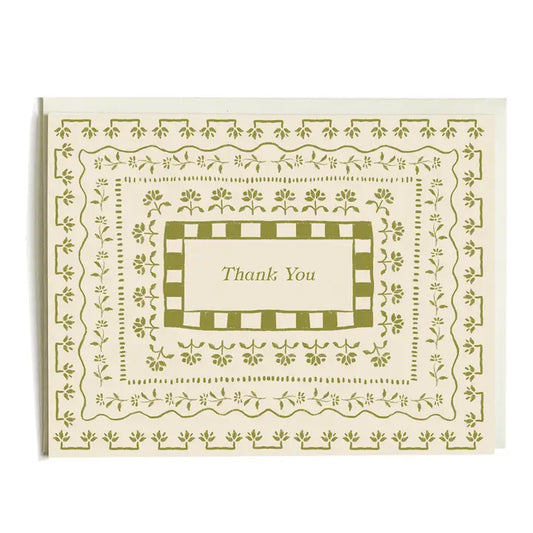 Stacked Border Curio Thank You Greeting Card