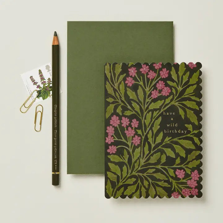 Green Flora Wild Birthday Card